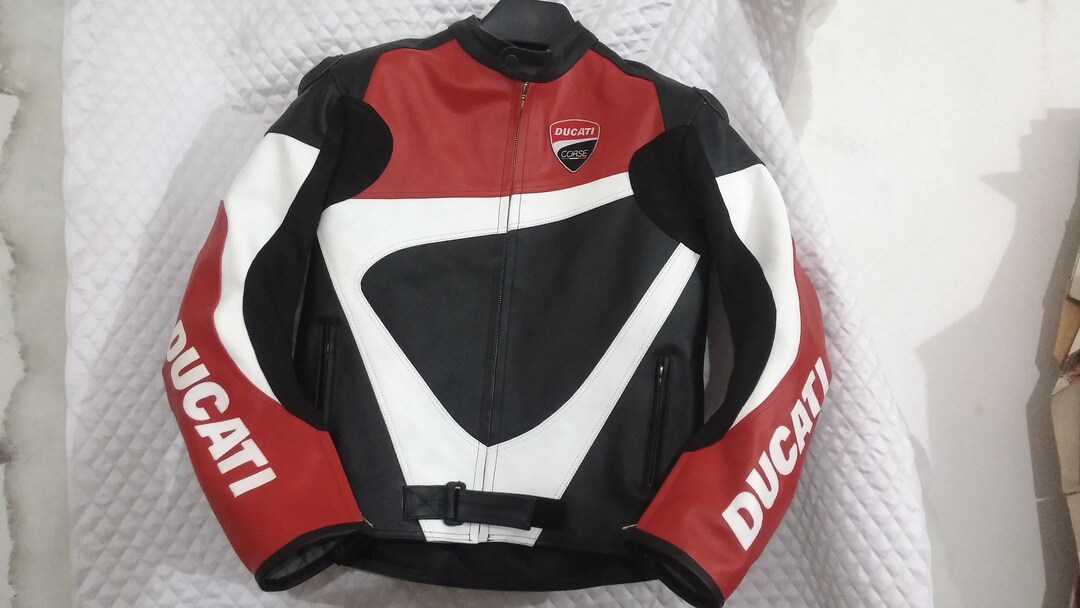 Man Red Racing Jacket Motorbike Men Racing Leather Jacket Red & White Available All Sizes ...