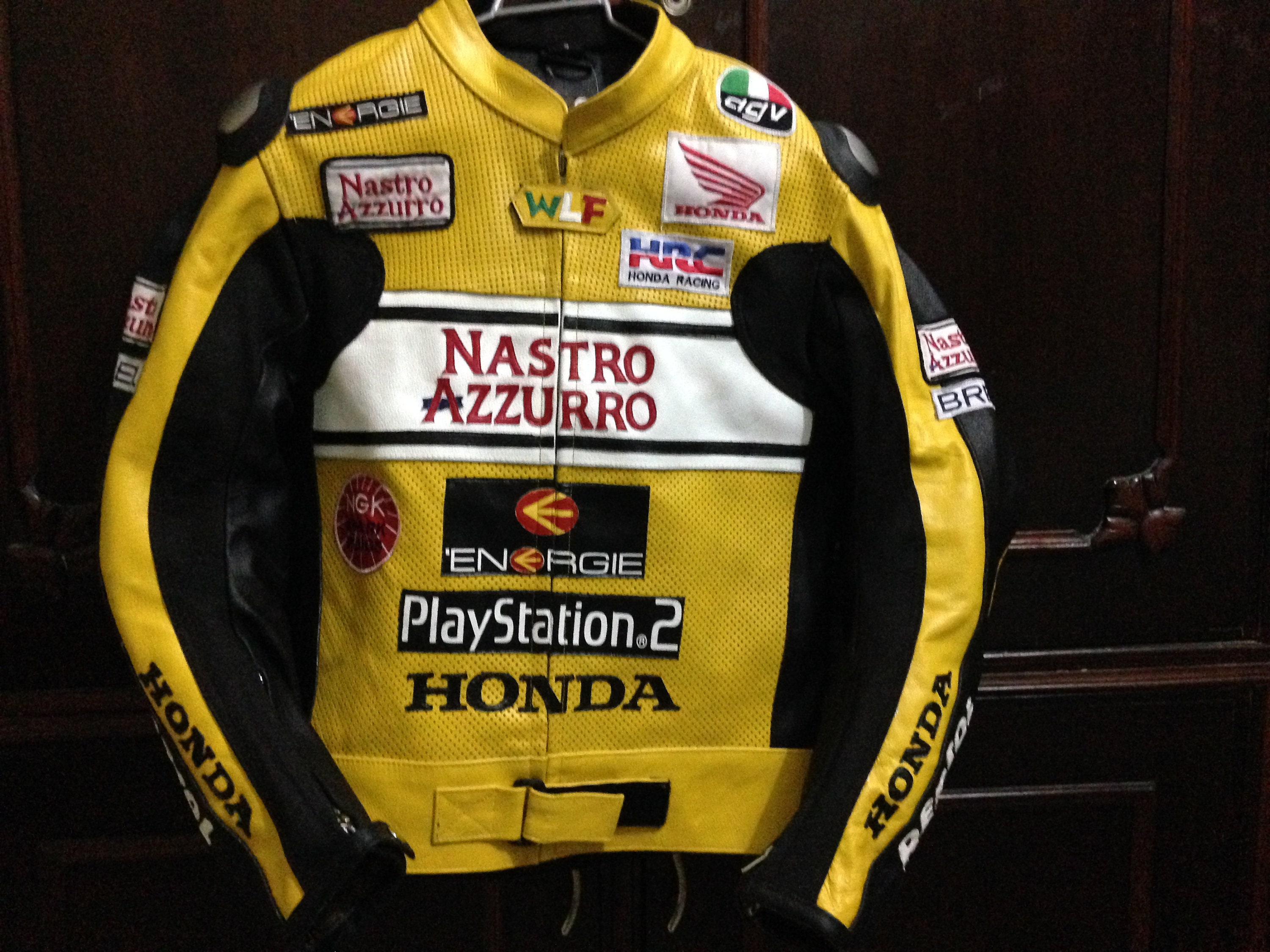 HONDA RACING バイクジャケット L Men Honda Motorbike Leather Racing Jacket Yellow & White Available