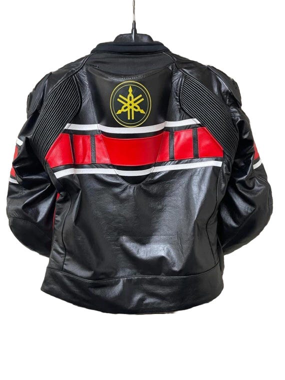YAMAHA Men Motorbike Leather Racing Jacket Red & Black Available