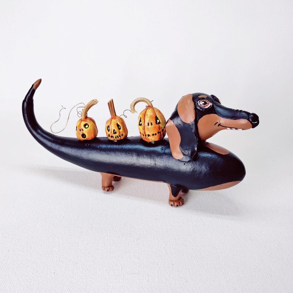 Halloween-ies! Spooky Dachshunds Hand Painted Gourd Decor