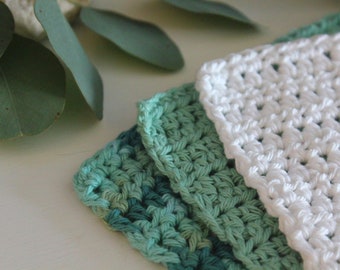 Crocheted Dish Cloths | 100% Cotton Yarn | Ocean Floor Colors