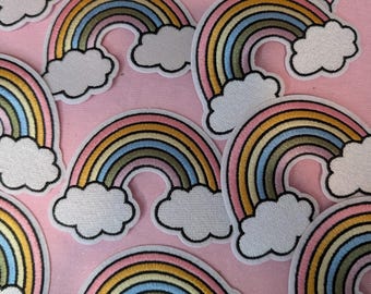 Rainbow Iron On Patch - Embroidered Pastel (Set of 10)
