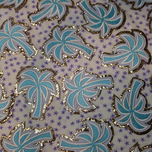 Palm Tree Teal Iron On Patch (Set of 10)