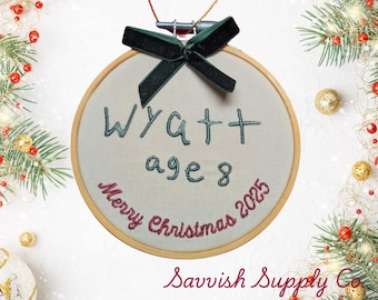Personalized Embroidered Keepsake Ornament — Your Child’s Actual Handwriting