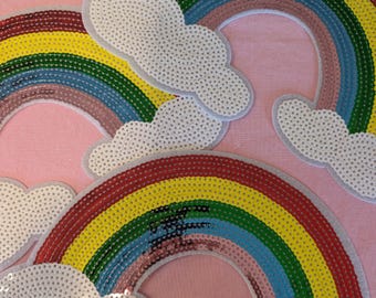 10-inch opstrijkpatch met regenboog lovertjes (set van 10)