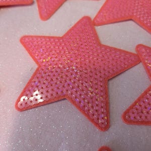 Star: Hot Pink Sequin Star Iron-On Patch (Set of 10)