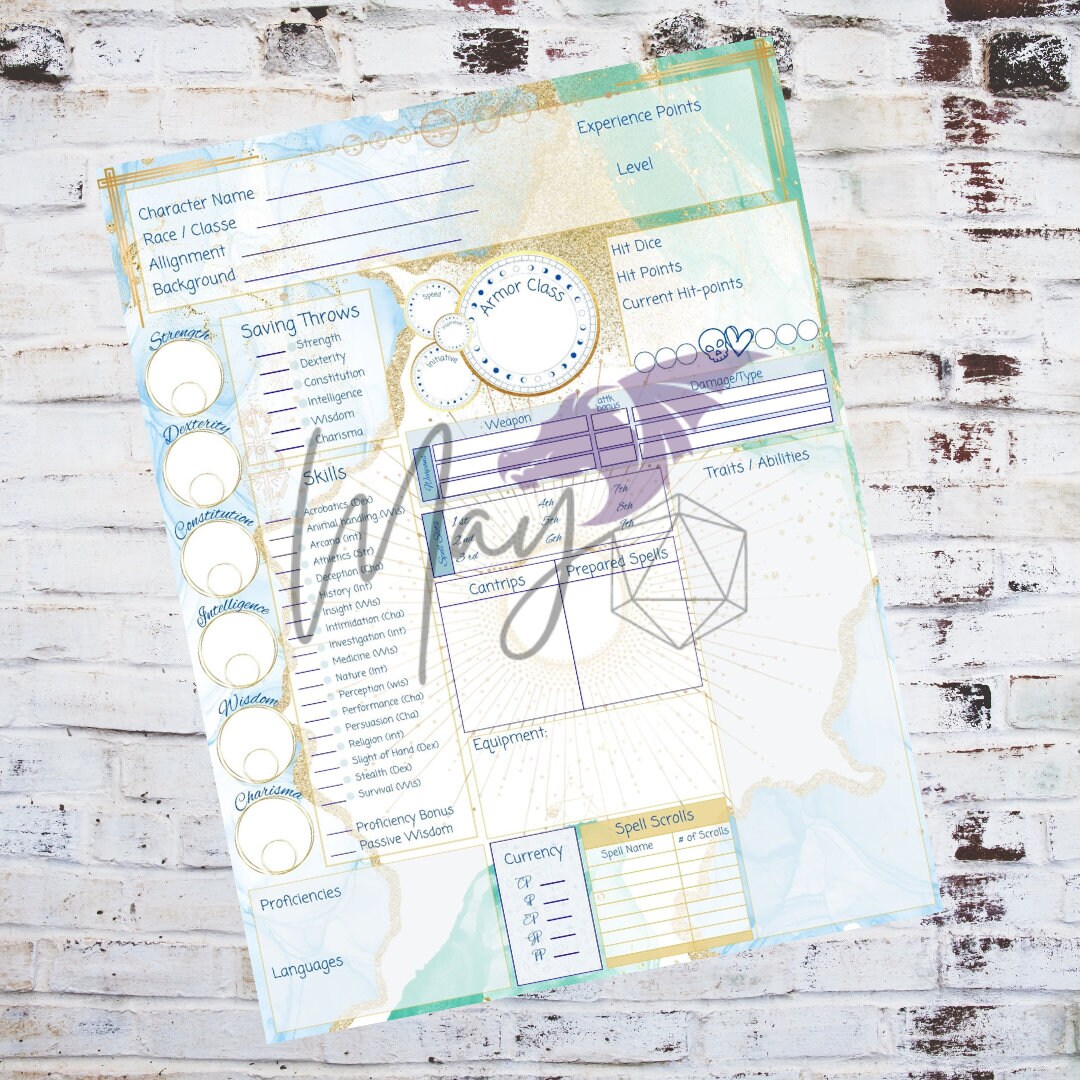 D&amp;D Celestial Spellcaster Character Sheet - Etsy