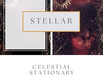 Stellar céleste téléchargeable numérique imprimable stationnaire, vœux de mariage, proposition, fiançailles, note d'amour, lettre de remerciement