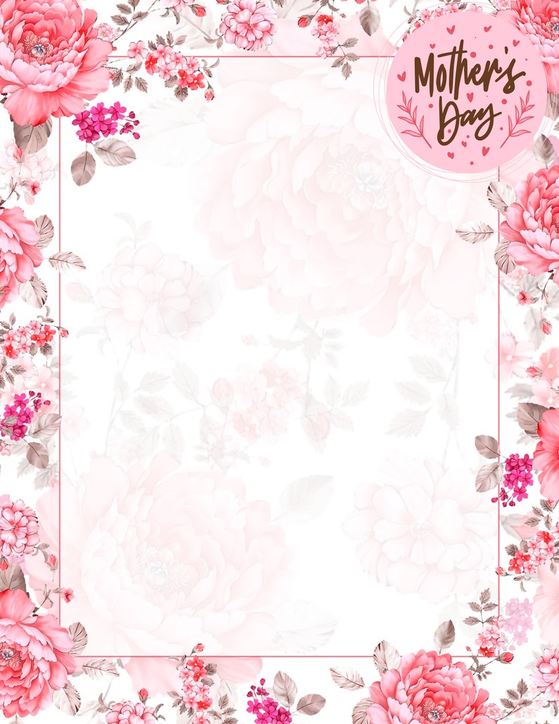Mother's Day Stationary, Note, Card, Letter, Digital, Downloadable ...
