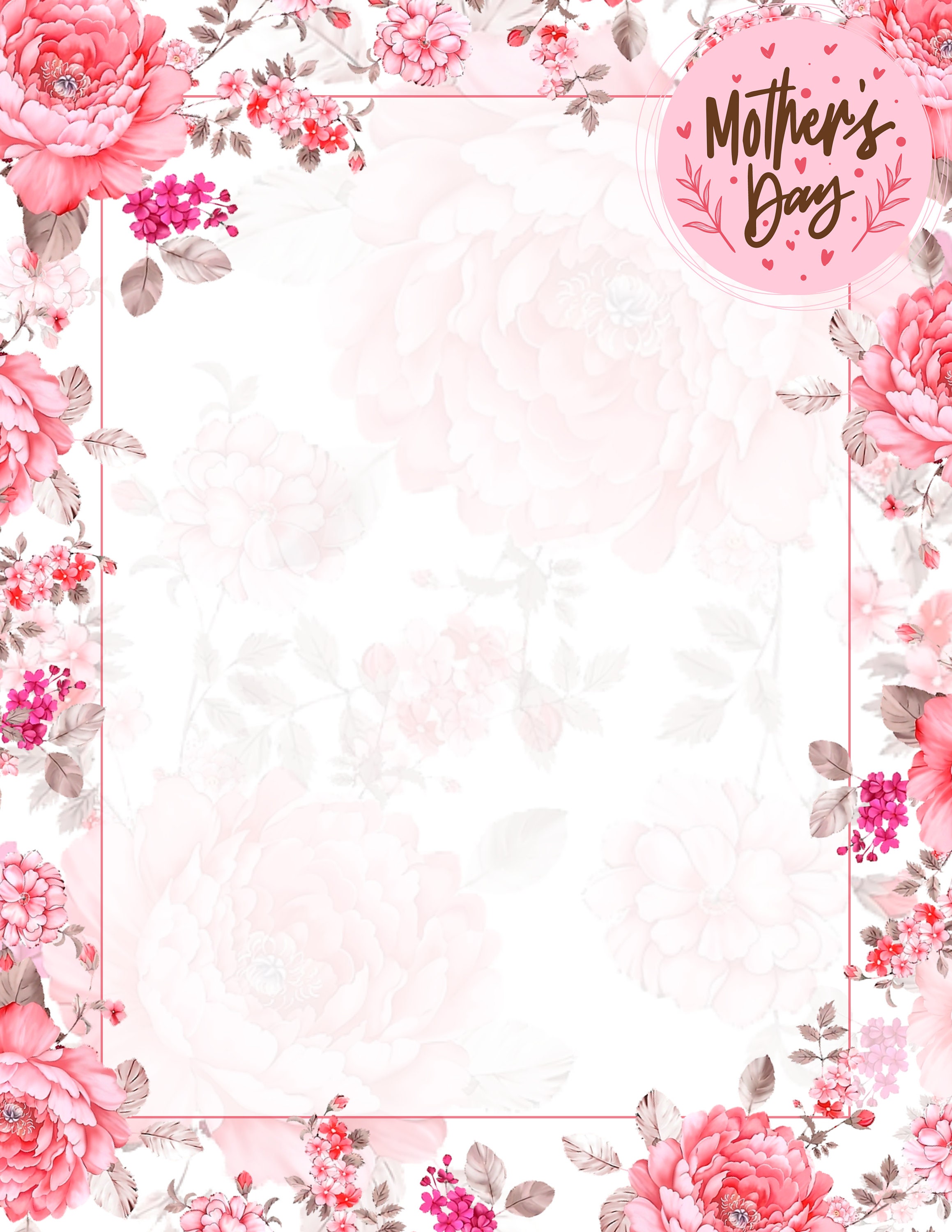 Mother's Day Stationary, Note, Card, Letter, Digital, Downloadable ...