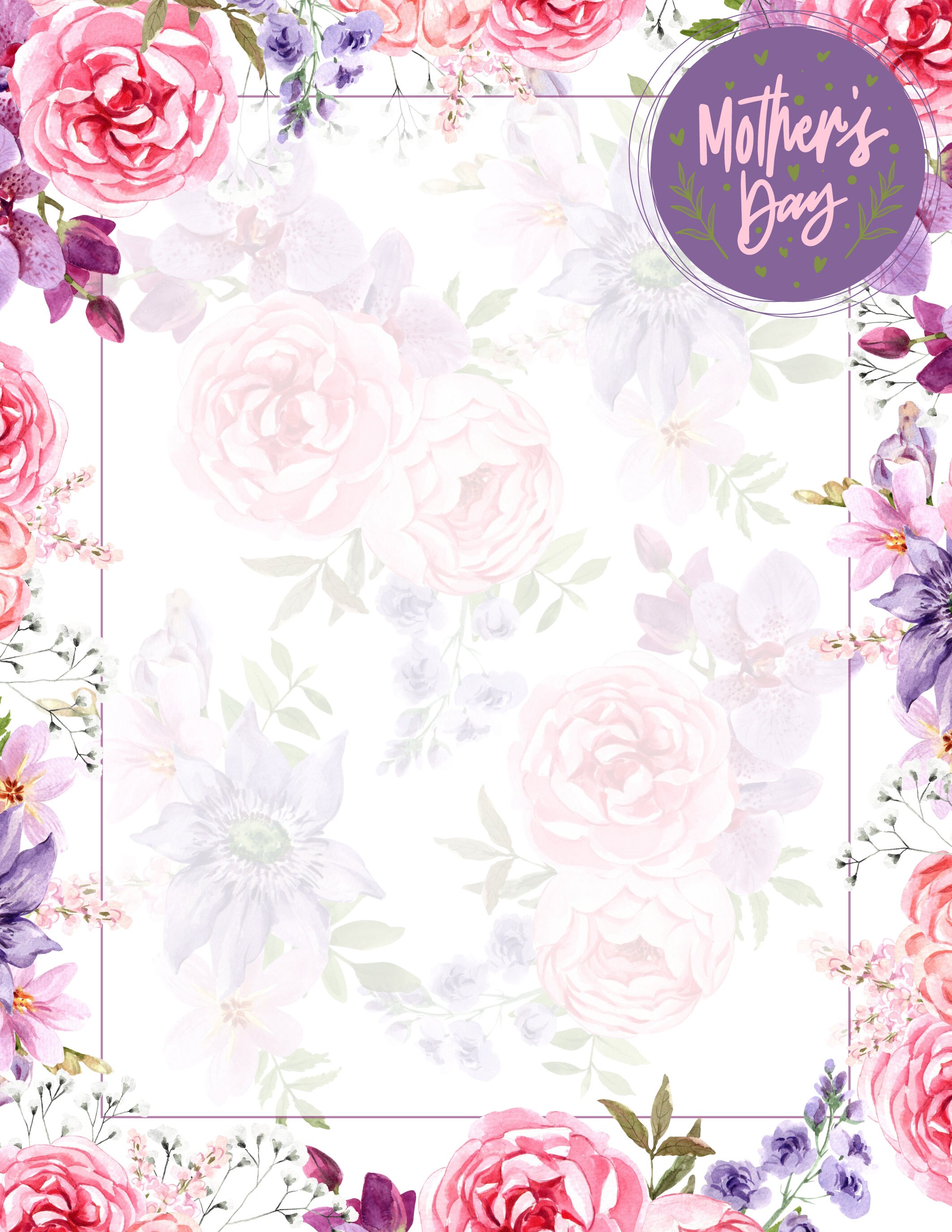 Mother's Day Stationary, Note, Card, Letter, Digital, Downloadable ...