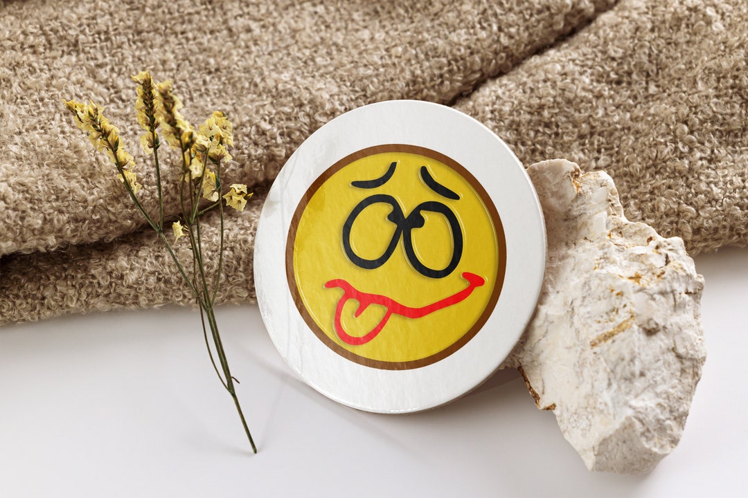 6 Different Emoji Cork Coasters 2 Pieces Cork Coaster Set Etsy