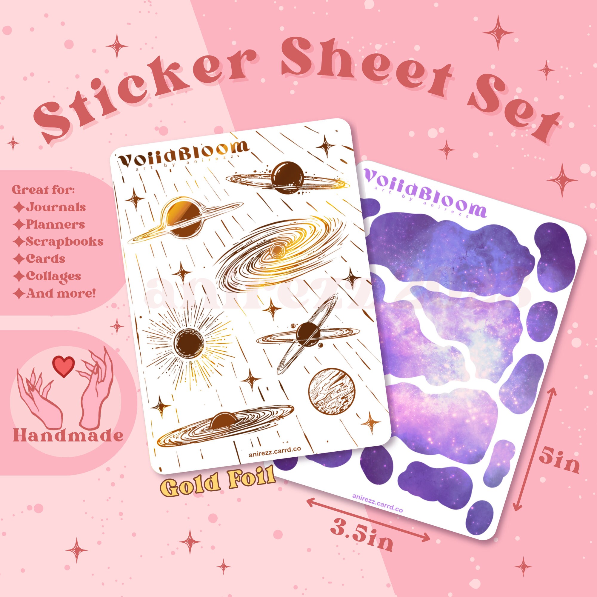 Gold Foil Galaxy Sticker, Planet Stickers, Space Stickers, Zodiac