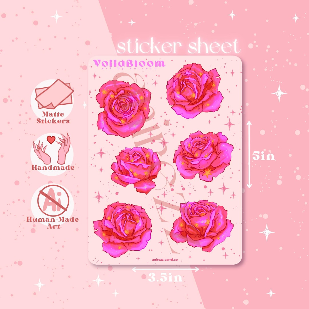 Rose Flower Sticker Sheet - Floral Stickers for Bullet Journaling ...
