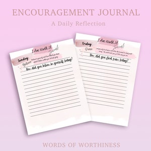 Encouragement Journal, I Am Worth It Printable Journal, Healing Journal, Releasing Trauma Worksheets, Daily Journal Prompts