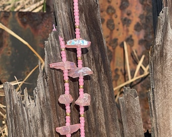 Pink Rose Quartz Waist Bead Crystal Waist Beads, WaistBeads with crystals, Quartz, African Waist Bead