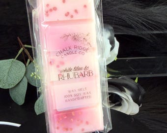WHITE LILAC & RHUBARB - Soy Wax Melts Snap Bars - Handcrafted, Strong Home Fragrance