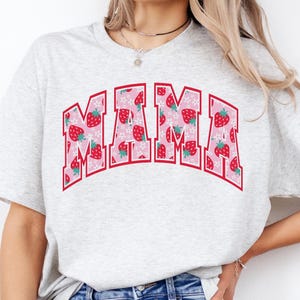 mama shirt, strawberry mom shirt, cute mom shirt, mother's day gift, mom life tee, aesthetic mama shirt, fruit graphic tee, mom graphic tee, pastel t-shirt, gift for mom, summer mom tee, pregnancy announcement shirt, mama t-shirt
