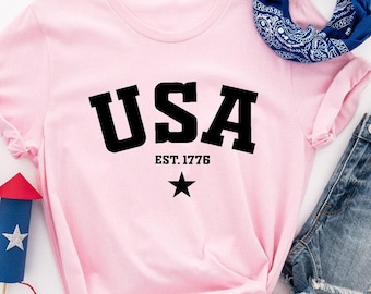 USA Est 1776 Shirt: Retro American Graphic Tee - Fourth July Outfit - Independence Day Design