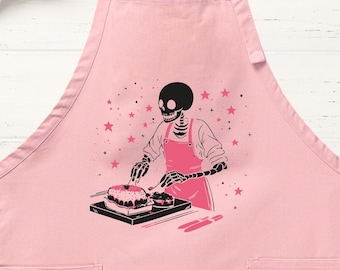 Skeleton Chef Apron: Funny Goth Halloween Baking Gift