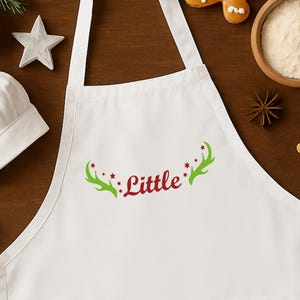Little Christmas Apron Holiday Baking Apron Matching Family Apron Cute Reindeer Apron Festive Kitchen Apron Christmas Cooking Gift