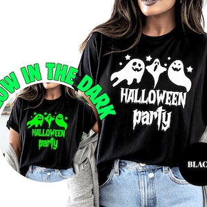 Halloween Party Glow in Dark Shirt Funny Ghost Graphic Tee Spooky Glow in the Dark Shirt Cute Halloween Top Trick or Treat T-Shirt