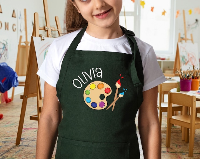 Kids Art Apron, Custom Painted Style (Adjustable, Multiple Colors)