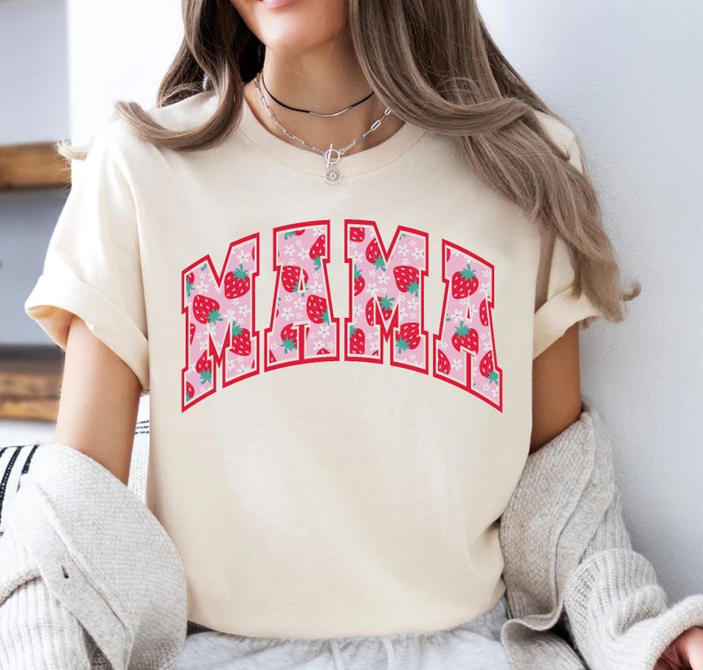mama shirt, strawberry mom shirt, cute mom shirt, mother's day gift, mom life tee, aesthetic mama shirt, fruit graphic tee, mom graphic tee, pastel t-shirt, gift for mom, summer mom tee, pregnancy announcement shirt, mama t-shirt