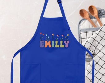 Floral Name Apron: Personalized Flower Garden Gift