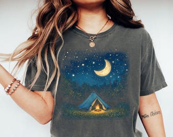 Comfort Colors® Starry Camping Shirt: Moonlit Forest Tee