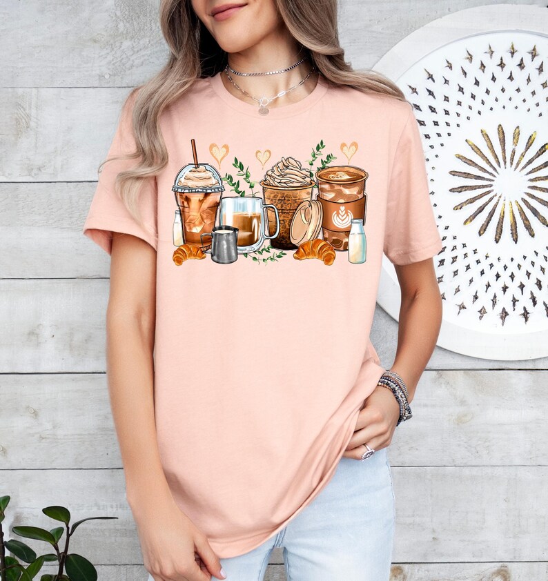 Croissant and Coffee Shirt, Coffee Latte Shirt, Coffee Lover Gift