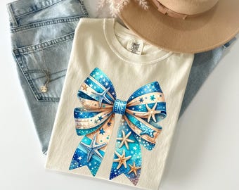 Comfort Colors® Seaside Bow T-shirt: Coastal Beach Tee