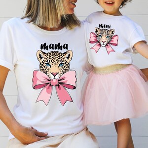 Leopard Mama And Mini Shirt, Coquette Mama and Me T Shirt, Mother&#39;s Day Shirt, Mothers Day Gift, Mama and Daughter Tee, Gift For Mama, Gifts