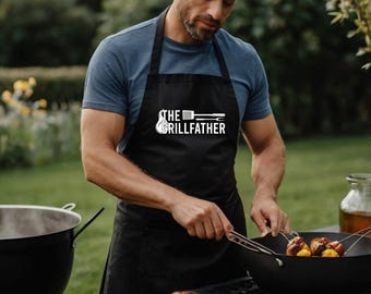 The Grillfather Apron, Funny BBQ Gift for Dad, Grilling Joke Apron, Father’s Day Cooking Apron, Backyard Barbecue Accessory