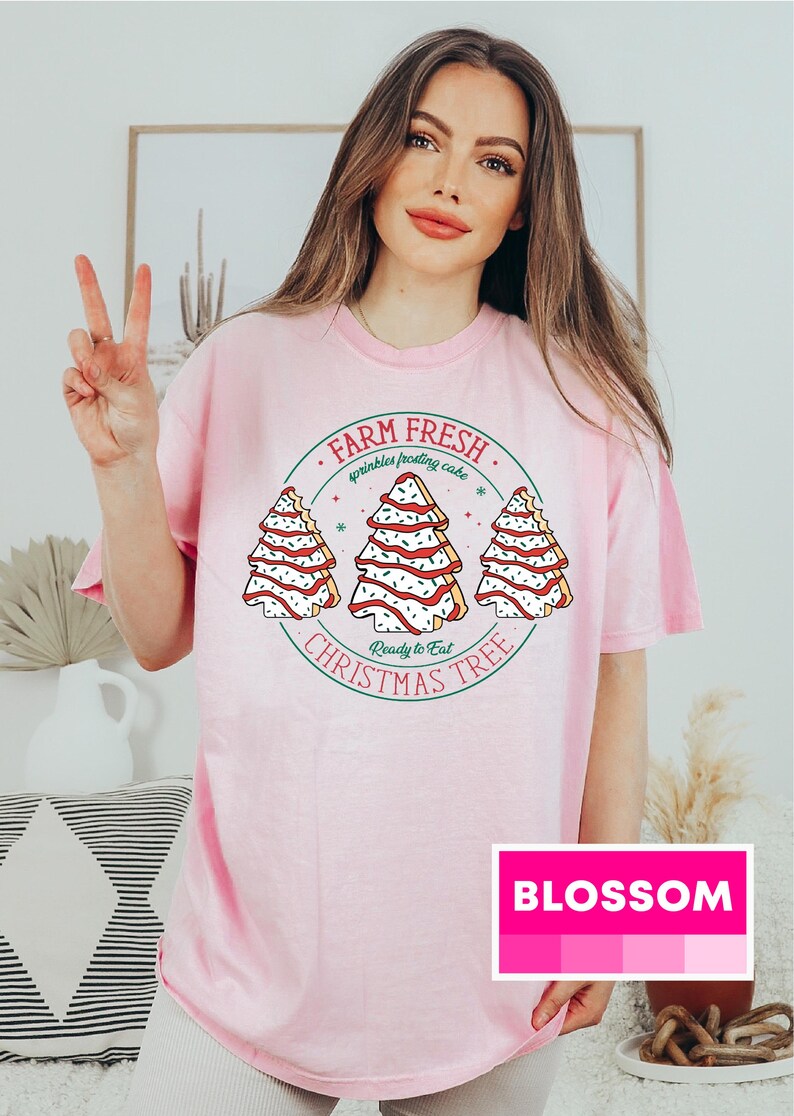 Farm Fresh Christmas Tree Comfort Colors Shirt, Sprinkles Frosting Cake