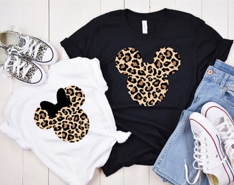 Leopard Print Mickey Minnie Family Matching Shirts, Cute Disney Couples Tee, Leopard Mickey Minnie Mouse Gift, Disney Family Vacation Shirts