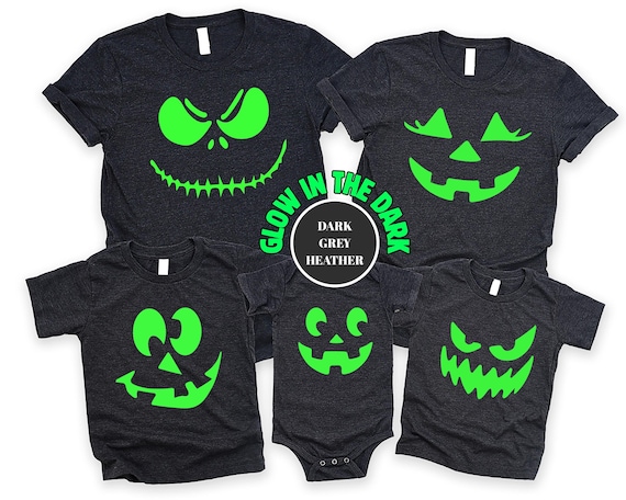 Glow in the Dark Pumpkin Halloween Matching Family T-Shirt Set