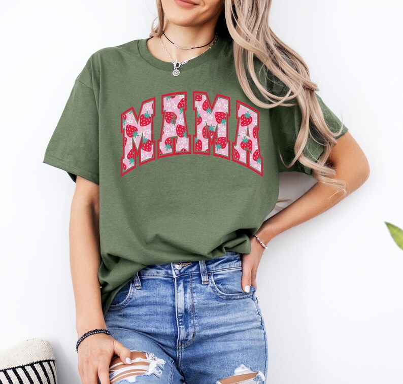 Strawberry Mama Shirt - Cute Fruit Graphic Tee image 3