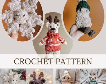 ENSEMBLE DE VACANCES - Flocon de neige, Boule de neige l'ours et Pip le motif cacahuète | Modèle de crochet | Téléchargement numérique | PDF