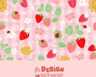 Strawberry Patch with Checkered Coordinate Digital Download File