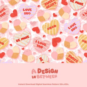 Conchas Love Mexican Valentine's Sweet Tart Conchas Conversation Seamless Pattern Digital Download File