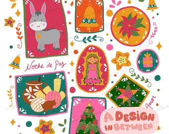 Noche Buena Mexican Christmas Sublimation PNG Design Digital Download File
