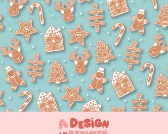 A Gingerbread Christmas Seamless Pattern Design Digital Download File