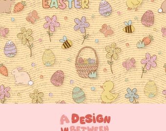 Easter Hunt Spring Seamless Pattern with Coordinate Digital Download File