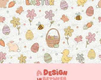 Easter Bunny Floral Seamless Pattern (Digital Download) with 2 coordinates