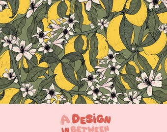Lemon Tree Seamless Pattern Digital Download File