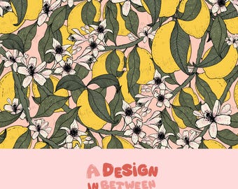 Pink Lemon Tree Seamless Pattern Digital Download File