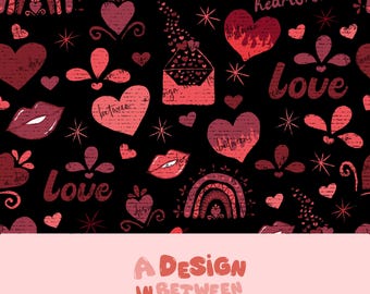 Heartbreaker Dark Valentine's Day Seamless Pattern and Sublimation PNG Digital Download