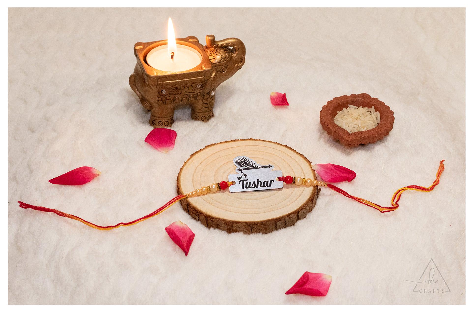 Personalized Rakhi With Custom Engraved Name Raksha Bandhan Gift Brass ...