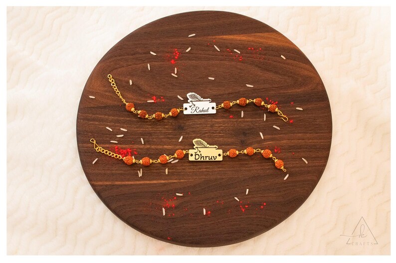 Personalized Rakhi With Custom Engraved Name Raksha Bandhan Gift Brass ...